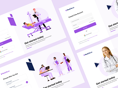 Healthcare Webapp Onboarding Screens clean design healthcare illustration minimal onboarding ui webapp website illustrations