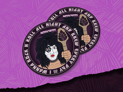 I Wanna Rock n Roll All night and Brew Every Day beer beer art beer label beer mat coaster design face face paint guitar illustration kiss music purple rock rock n roll rock star vector