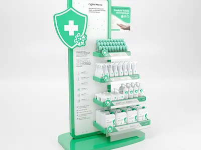 POSM Display 3d blender disinfectant healt packaging design posm sanitiser