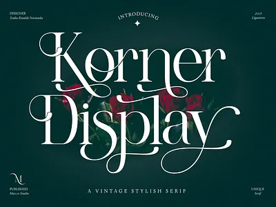 Korner Display alternates card elegant elegant serif font graphic design korner display ligatures logo logotype luxury magazine modern poster pretty serif unique unique serif vintage wedding