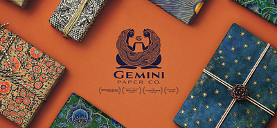 Gemini Paper Co Brand Idenitity brand identity branding design gemini graphid design logo moon sustainable wrapping paper zero waste zodiac