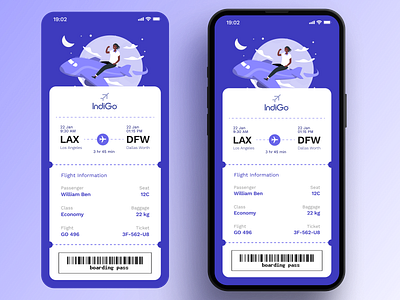 Boarding Pass 3d animation app app design boardingpass branding dailyui dashboard design design ui dezele freelance graphic design illustration logo motion graphics pass purple ui vector