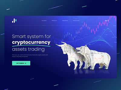 Crypto Website - Homepage 3d bear blockchain blue bull corporate crypto cryptocurrency dark finance geometric homepage inspiration isometric platform trading ui web web design website