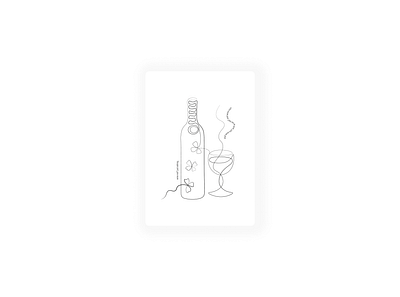 Wine Not? Line art illustration of a bottle of wine and a glass branding glass illustration line art line art poster minimalism poster wine