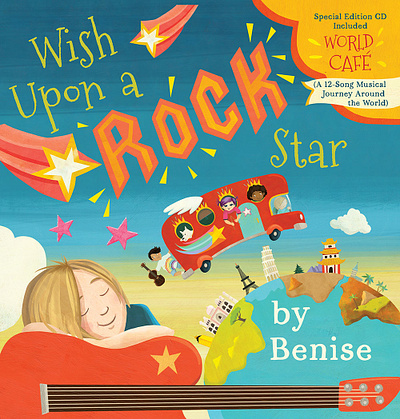 Wish Upon a Rock Star - cover book cover childrens book illustration childrens books childrens illustration hand lettering kidlitart kids books music travel whimsical