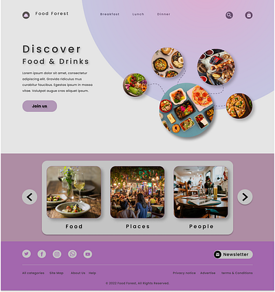 Food website ui sample design food gradient sample ui website