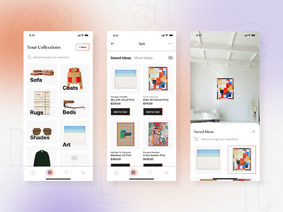 Shopping App Concept: Curate app design product design ui