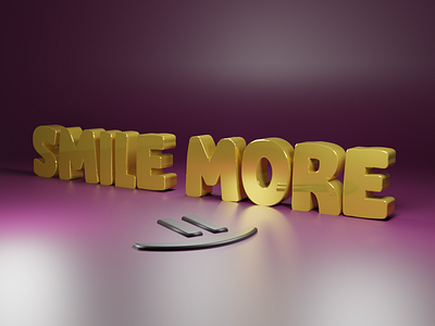 Smile More :) 3d 3dart abstract app branding design gold illustration logo more smile text typography ui ux vector