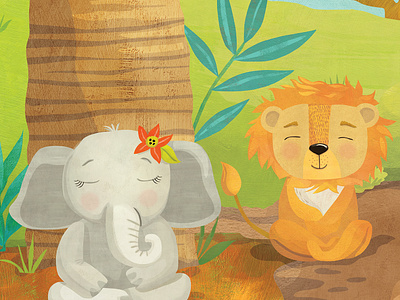 Mac the Lion Learns to Roar - kids' book about mindfulness anthropomorphic childrens book illustration childrens books childrens illustration cute animals illustration kidlitart kids books mindfulness whimsical yoga