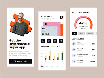 Financial Super App analytics app bank bank app cards chart colorful credit card digital bank financial fintech graph income mobile mobile bank money outcome