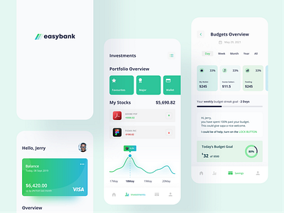 Easy Banking App app bank app bankapp banking app bankingapp budgeting app buying stocks clean cleanui design fintech minimalist mobile app mobileapp ui uidesign user interface