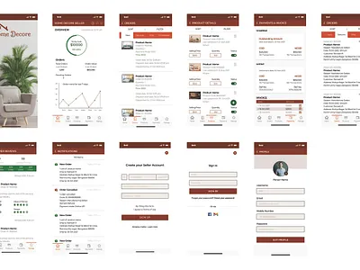 Vendor app (Furniture) design figma illustrator prototype ui user interface ux