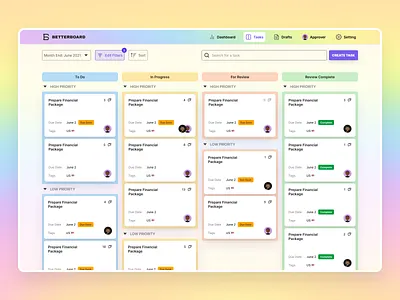 Kanban Board Concept app branding column design flat gradient grid illustration minimal pastel productive rainbow responsive trello ui web website