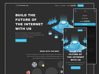 Dark Theme Careers Landing Page blockchain career careers dark design dev development hire hiring illustration minimal mobile web responsive web website