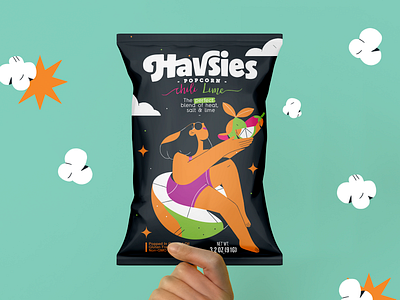 Havsies brand branding design illustration package popcorn