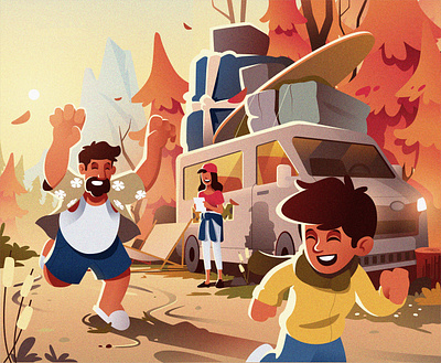 Holiday with Family character characterdesign design illustration holiday illustration illustration design illustration graphic design illustrationdaily summer