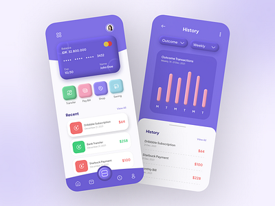 Mobile Banking App bank app banking app claymorphism credit card ecommerce finance financial fintech mobile banking mobile design money money transfer saving app transfer ui design wallet app