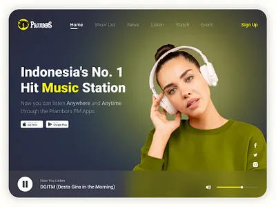 Prambors FM Radio - Landing Page 2022 ui company web fm radio landing page music music streaming prambors radio streaming trend ui user interface web ui