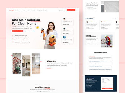 Angel Carpet Project - Website Design b2c clean cleaning service design figma fresh home page landing page orange product design responsive service ui uiux ux web design website