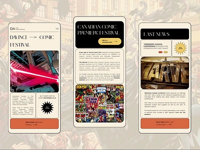 UX/UI Design for Comic Festival 3d animation app design branding comic comics davinci design festival graphic design illustration man marvel minimal motion graphics news ui ux vector