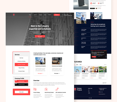 Construction Company Landing Page construction homepage landing page real estate ui ux