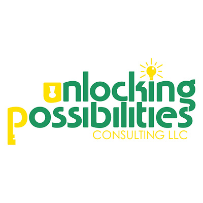 Unlocking Possibilities Logo branding business clever colorful design logo mid century modern playful typography vector visual pun