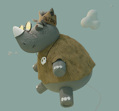 The last Rhino on the earth 3d animation blender cartoon character ill illustration rhino