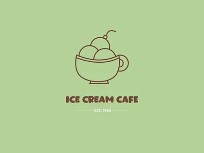 Ice Cream Cafe (Matcha colors) adobe adobe illustrator branding cafe green ice cream ice cream shop illustrator logo matcha