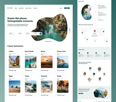 RE-TREAT landing page retreat travel ui ux web design website