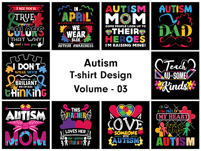 Autism T-shirt Design autism autism t shirt autism t shirt design bundle graphic design t shirt design tshirt typography t shirt design ui uiux ux