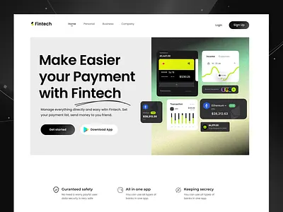 Finance Website Landing Page UI app app designer bank banking website card finance fintech home page landing page madhumia money transaction payment getway product designer ui uiux web designer website design