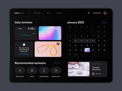 heart.love - Dashboard Design for Health App animation clean dashboard dashboard design health health app health care minimalistic motion ui ux ux design web app web design