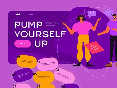 Pump Yourself Up Conference design hero illustration landing page ui web