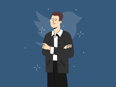 Jack Dorsey flat illustration for app app branding design draw flat graphic design illustration minimal twitter ui ux vector web