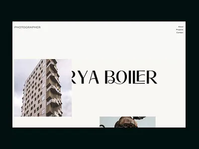 Darya Boiler - Photographer animation clean design landing page minimal photo photographer portfolio ui web