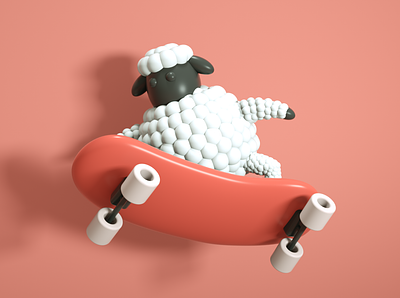 3D Sportsman sheep 3d 3d designer animal branding cinema 4d design funny fur graphic design illustration play red sheep skate skateboard sport sportsman ui wheel white