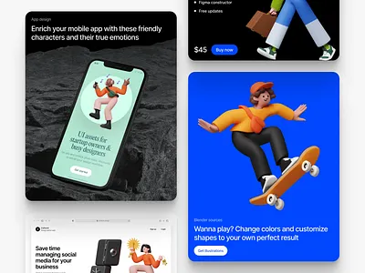 Let's introduce Homies 3D Constructor! 3d animation application cards characters constructor craftwork design graphic design homies illustration landing new product release scene ui vector web website