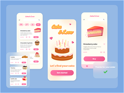 Cake&Love app design illustration ui ux vector