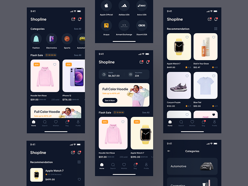 Shopline - Marketplace App UI Kit amazon branding design e commerce ebay ecommerce marketplace mobile online shop online store product digital shop shopee store ui ui kit ui8 uidesign uikit ux