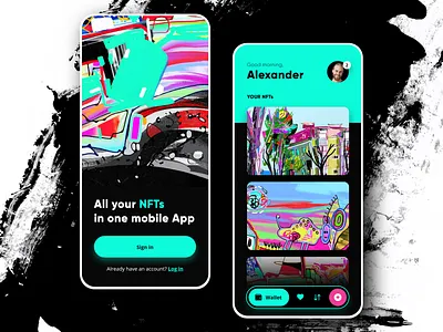 NFT Mobile App Concept adobe xd app blockchain concept crypto cryptocurrency illustration iphone mobile app nft nft artwork nft marketplace nft wallet wallet xd