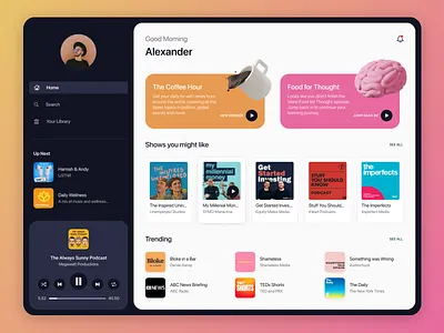 Podcast iPad App app app design design ipad app podcast podcast app tablet ui ux