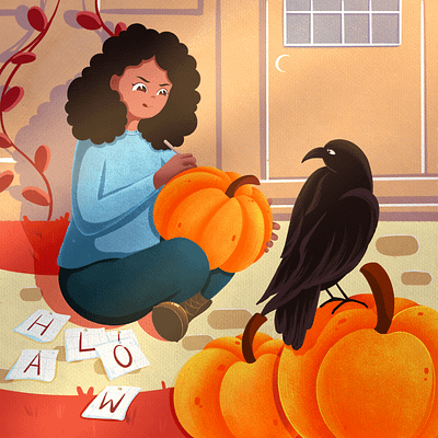 Celebration bird book bright childrens book cute design girl halloween illustration kidlit kids photoshop