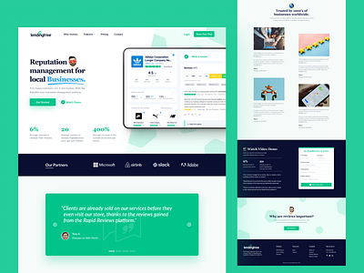 Review Management Platform - Landing Page 5 star business creative customers design e commerce flat landing page management minimal platform reputation review management reviews tool trendy ui ux web design website