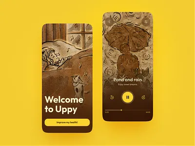 illustration | Uppy 2d illustration audio audio player design desire agency graphic design healthy sleep illustration insomnia mediaplayer meditation mental health mobile mobile app mobile interface mobile ui music sleep sleep assistance ui