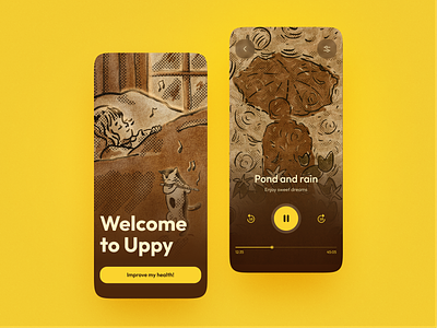 illustration | Uppy 2d illustration audio audio player design desire agency graphic design healthy sleep illustration insomnia mediaplayer meditation mental health mobile mobile app mobile interface mobile ui music sleep sleep assistance ui