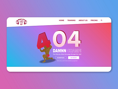 404 Error Page for a Gym Website 404 dailyui dailyui008 error fitness gradient gym illustration interface web website