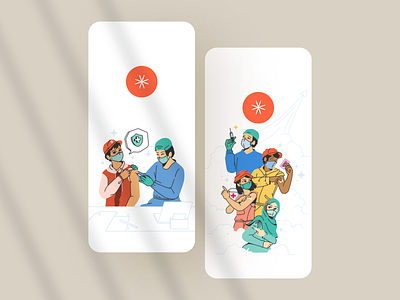 Vaccine branding character character design figma illustration progress screen sketch splash splashscreen ui vaccine vector welcome wip