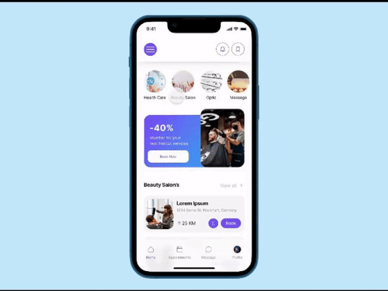 "Termino" Appointment Mobile App appointment barber beauty business calendar components date health location mobile app salon schedule search service ui design ui kit ui trend uiux ux variant