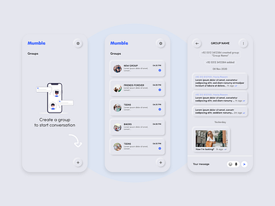 Chat App Neumorphism app design app ui chat design groups home page illustration message mobile app mobile app design neumorphism new app new design ui ui ux vector
