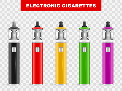 Vape electronic cigarettes set electronic illustration realistic vape vector